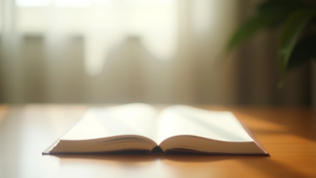 Peaceful workspace with natural light showing journal and contemplative setting for emotional growth